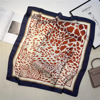 Fashionable 70*70cm Leopard Print Scarf For Women Spring/summer Soft Satin Borders Square Bandana Sun Protection Shawls