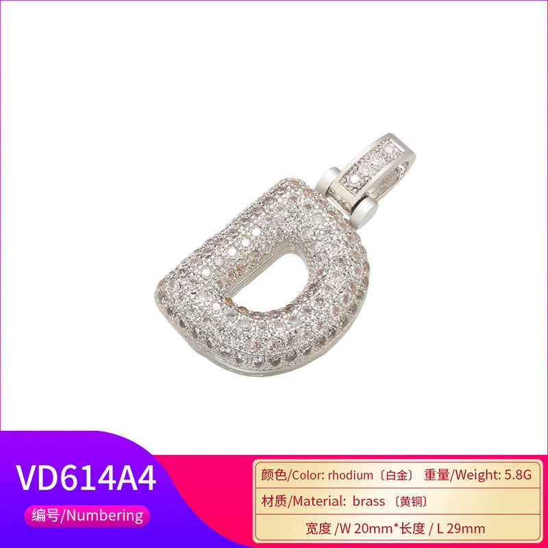 ZHUKOU 20x29mm delicate 26 silver color letter pendant for women handmade DIY necklace earrings jewelry accessories mode: VD614