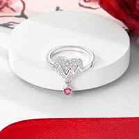 S925 Sterling Silver Valentine's Day Red Series Red Heart Charm Bow Ring Heart Necklace Fit Bracelet DIY for Women Jewelry Gift