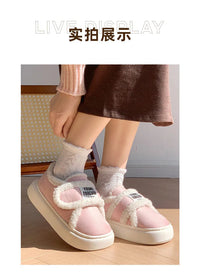 Warm Cotton Slippers Women Men Winter Platform Shoes Soft Plush Thick Sole Couples Indoor Home Floor Footwear With Heels