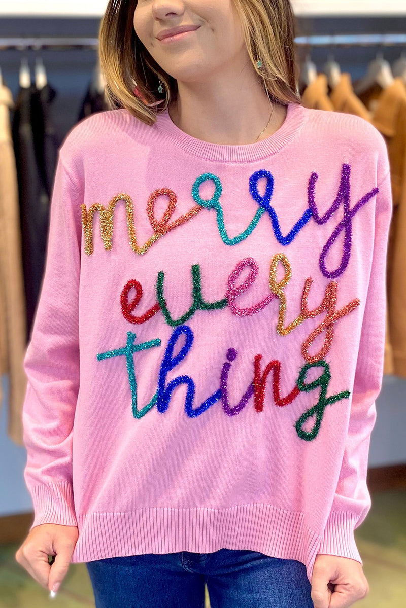 Pink Merry Everything Script Sweater