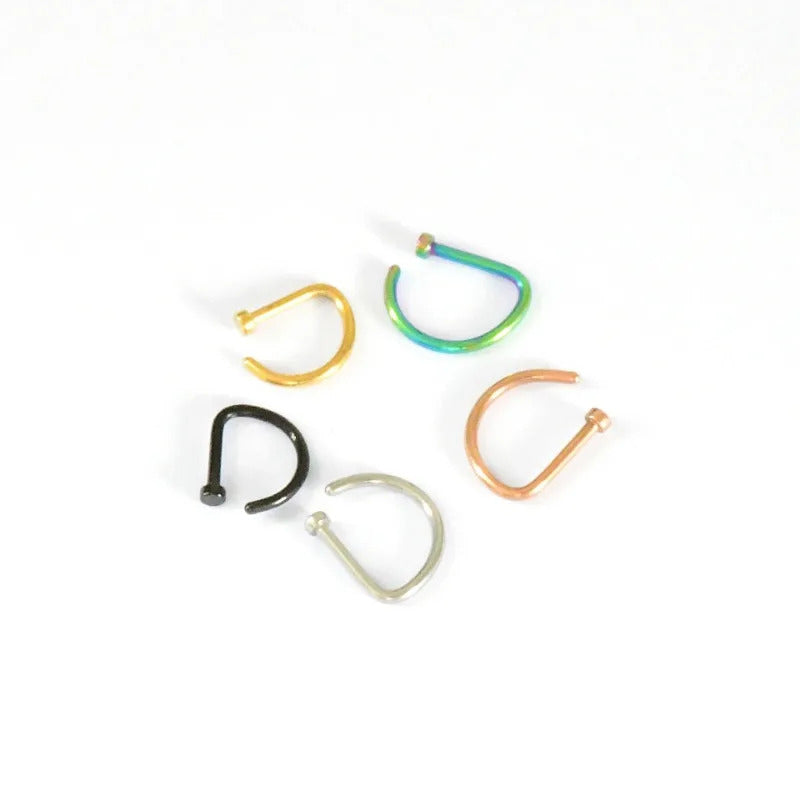 1pc Women Men Fake Piering Nose Ring Earrings, Fashion Punk Non Piercing Nose Clip Stainless Steel Septum Body Jewelry