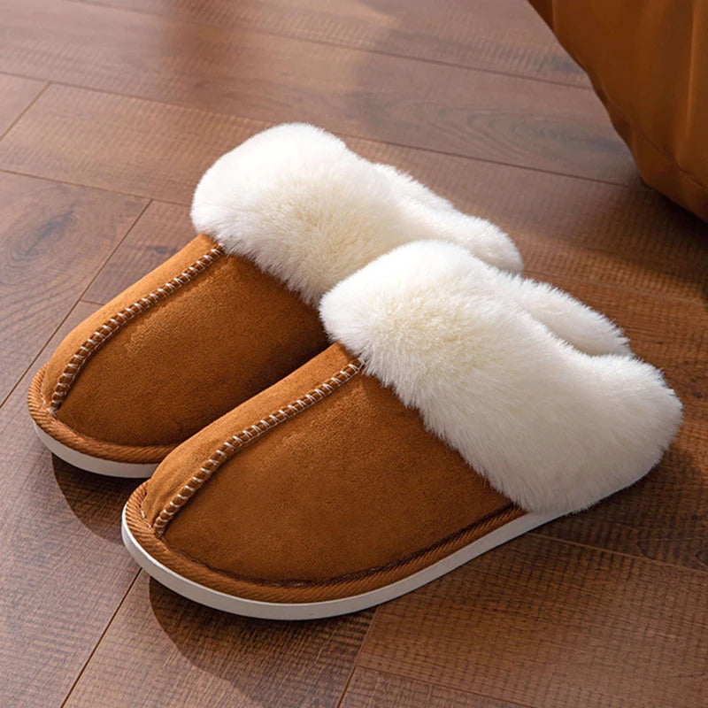 Fluffy Fur House Slippers Winter 2024 Fashion Warm Plush Couple Cotton Shoes Women Faux Suede Indoor Bedroom Couple Slippers