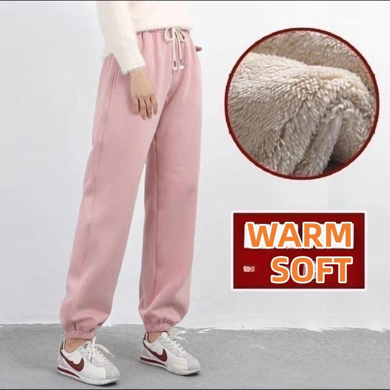 2024 New Women Clothing Warm Winter Thicken Trousers Casual Sport Fleece Legging Fashion Thick Pants Basic All Match Y2K Sweet