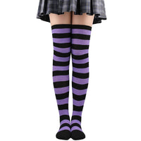 Color Striped Stockings Japanese Over Knee Socks Fashion Women Keep Warm Soks Sexy Slim Long Soks Black White Striped Hosiery