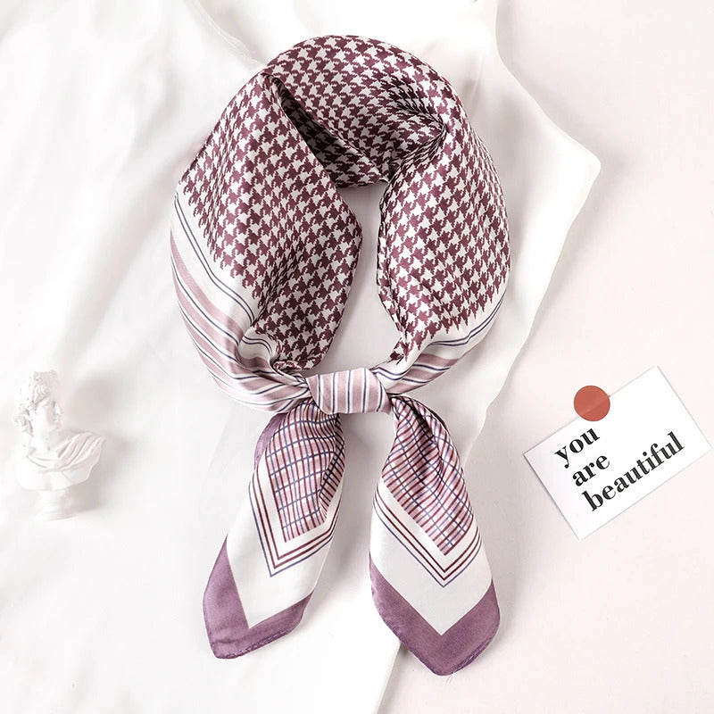 2024 Luxury Brand Silk Scarf Square Women Shawls And Wraps Office Small Hair Neck Hijabs Kerchief Foulard Ladies Scarves 70*70cm