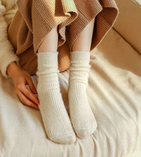 Women Wool Socks Warm Winter Thick Cashmere Fuzzy Casual Solid Color Comfortable Home Sock Soft Long Thermal High Quality