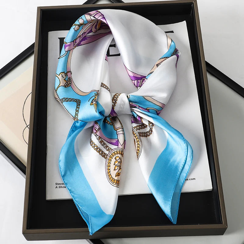 2024 Luxury Brand Silk Scarf Square Women Shawls And Wraps Office Small Hair Neck Hijabs Kerchief Foulard Ladies Scarves 70*70cm