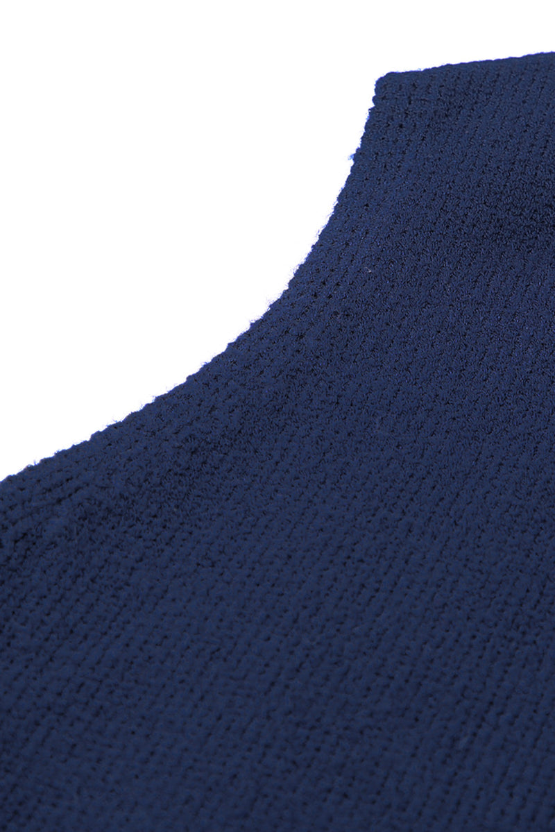 Dark Blue Knit Vest Pullover Sweater