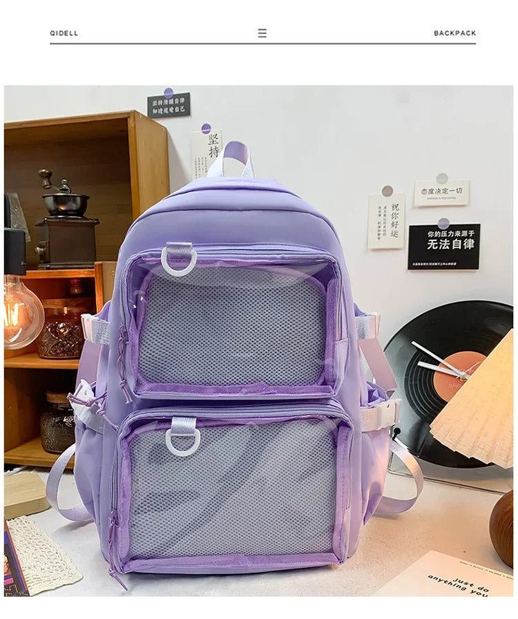 Japanese Kawaii Itabag Women New 2024 Transparent Backpack Women Large Capacity Ita Backpack School Bags For College Student JK