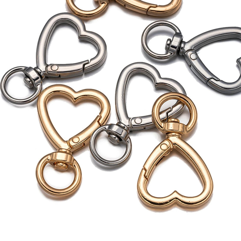 5pcs Metal Heart Lobster Claw Clasps Swivel Lanyards Trigger Snap Hooks Strap for Jewelry Making DIY Bags Keychain Key Rings