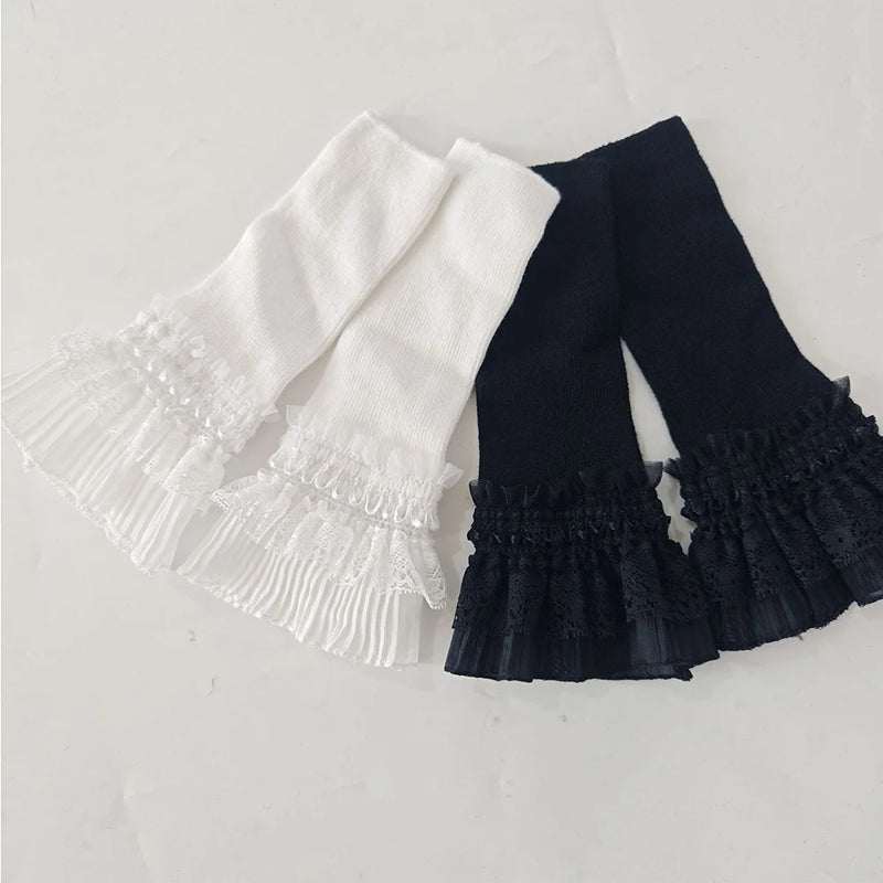 Women Lace Ruffles Cuff Elbow Sleeve Spring Autumn Detachable Fake Sleeve Arm Covers Solid Color Arm Cover Sweater Decorative