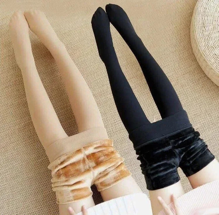 Velvet Fleece Lined Tights Women Thermal Pantyhose for Women Winter Panty Polar Skin Black Effect Stockings Women's Thermal Sock