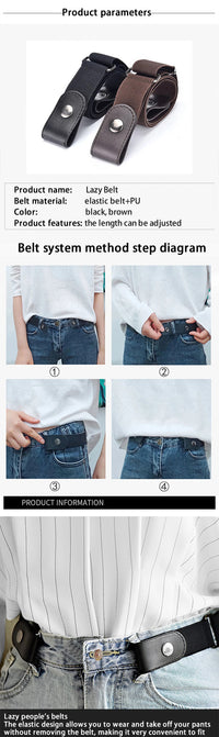 Simple And Fashionable Women'S Belt Elastic Lazy Men'S Belt Woven Invisible And Seamless Unisex Jeans Belt Length Adjustable