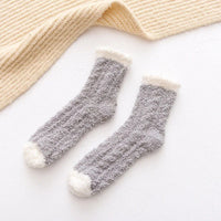 Autumn Winter Coral Velvet Socks Cute Cat Claw Socks For Women Children Girls Middle Tube Thickened Sleep Socks Home Floor Socks