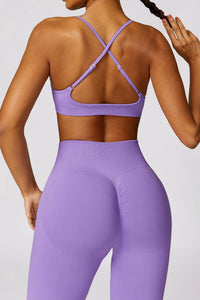 Wisteria Criss Cross Bra and High Waist Flare Pants Active Set