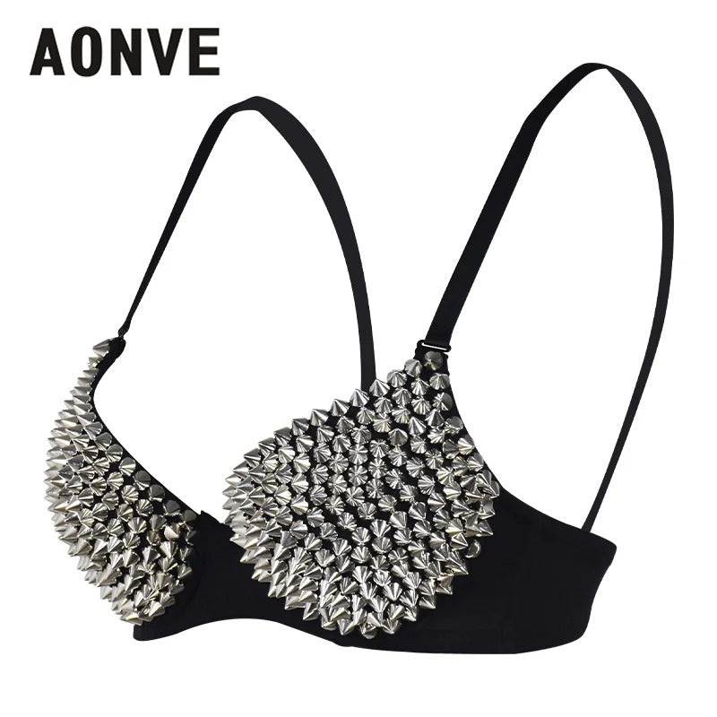 AONVE Newest Sexy Lingerie Sexy Women's Rhinestone Cover Bra Top Gold/Silver Plunge Wire Free Bralete Fashion Sequined Cover top