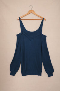 Dark Blue Dew Shoulder Juliette Knitted Sweater