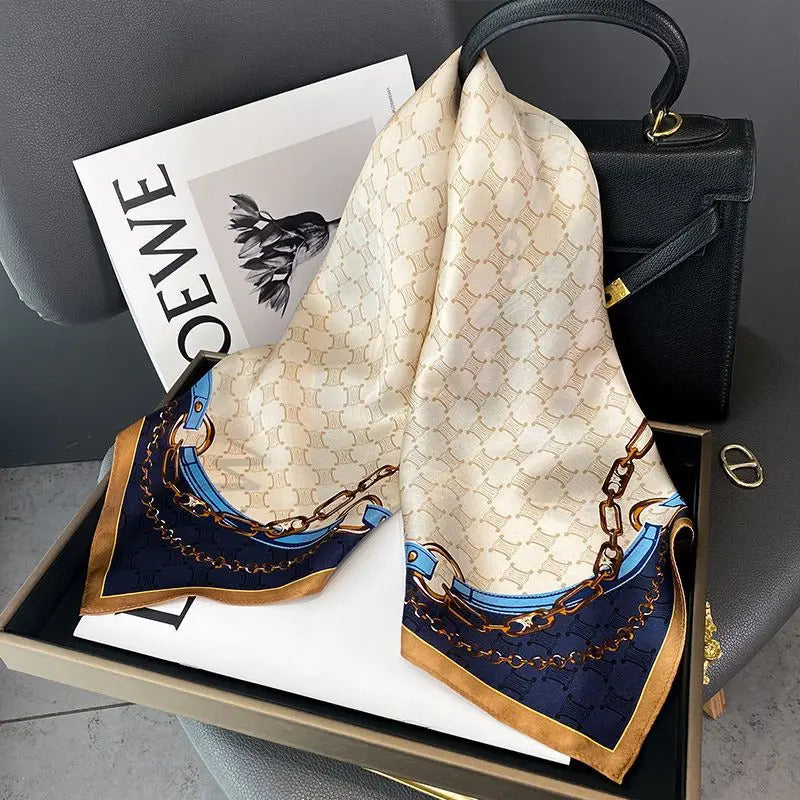 Print 70cm Silk Satin Headkerchief Women Luxury Design Neck Tie Scarf Female Hair Hand Wrist Foulard Shawl Hijab Bandana New