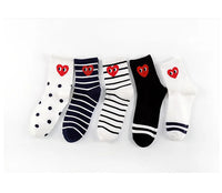 Korean version of black and white striped polka dot solid color love tide socks sports ins style trend casual socks