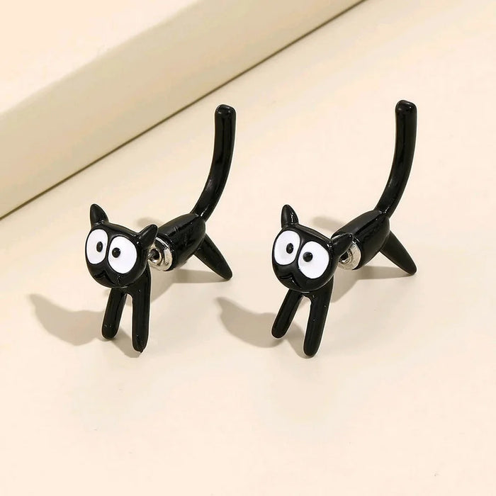 New Funny Small Black Cat Earring for Women Girl Fashion Cute Animal Kitten Earrings Fashion Party Festival Piercing Jewelry