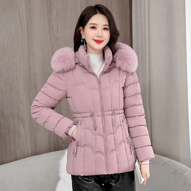 Winter 2024 New Down Jacket Women Parkas Fashion High-Quality Warm Cotton Padded Coat Ladies Short Overcoat Hooded Overwear Tops