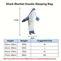 Thickened Warm Winter Shark One-Piece Pajamas Cartoon Animal Sleeping Bag Flannel Loungewear Men and Women Sleepwear Homewear