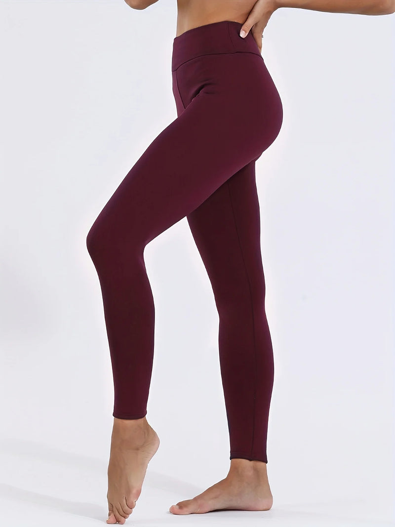 Plush Lined Thermal Pants High Waist Tights For Winter Fleece Leggings