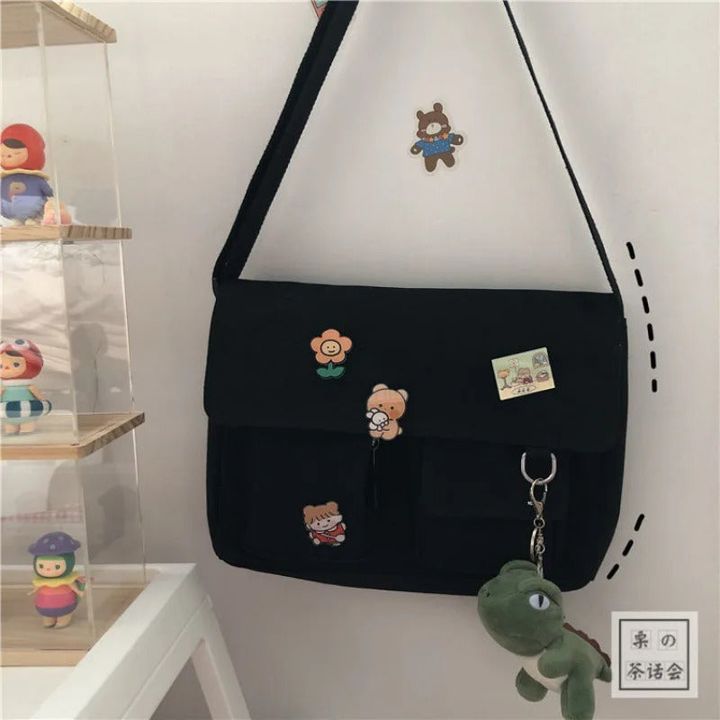 Cute Canvas Bag Wild Student Women Handbags Shoulder Bag Female Japanese Harajuku Diagonal Crossbody Bags for Girl Pouch Bolsas