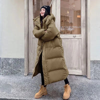 Warm Winter Pink Hooded Long Women Parkas Chaqueta Thick Cotton Padded Windproof Parcas Overcoat Casual Loose Snow Wear Jaquetas