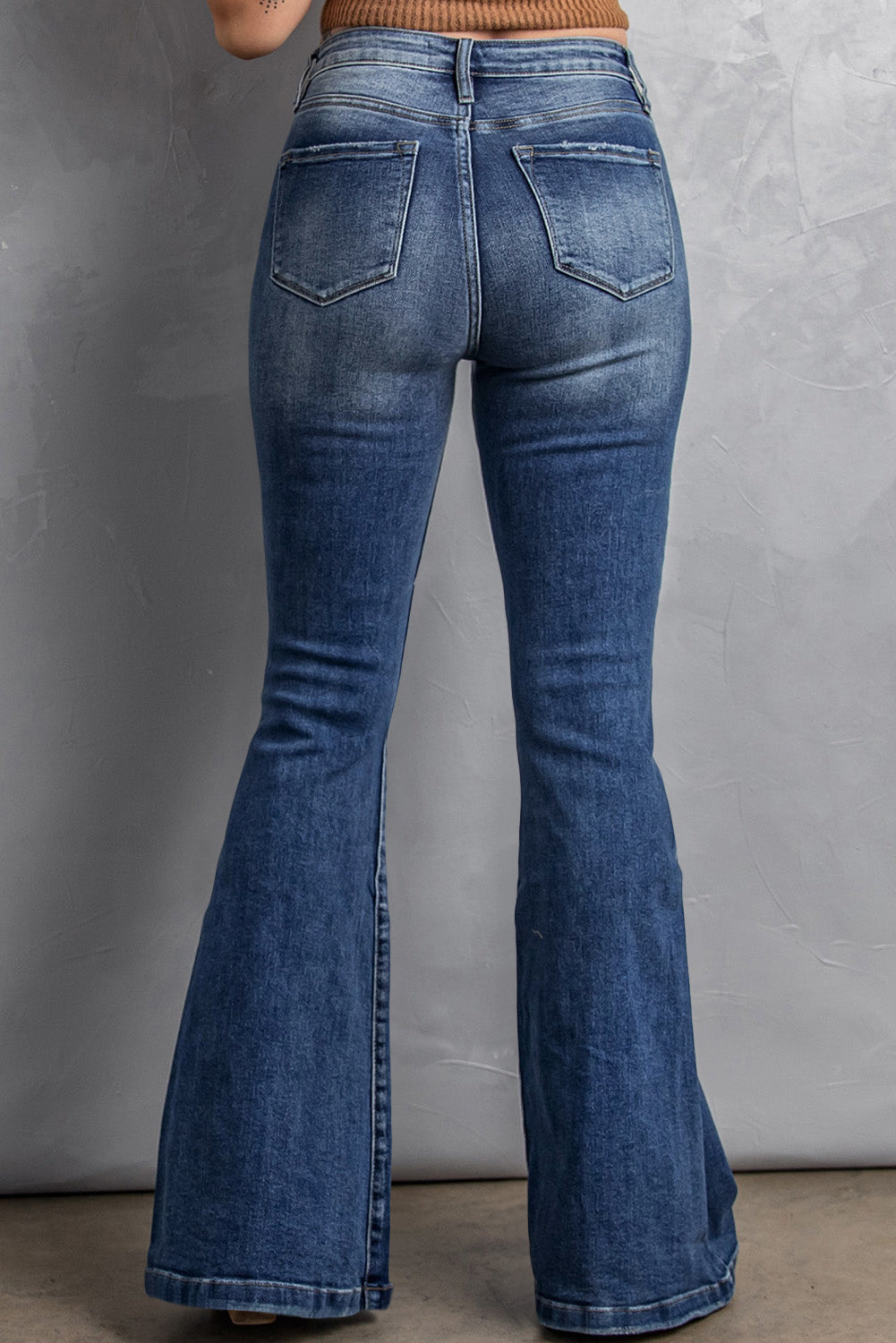 Blank Apparel - High Waist Flare Jeans with Pockets