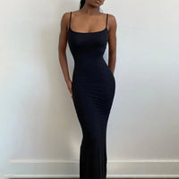 Satin Slip Sleeveless Backless Maxi Dress Women 2023 Y2K Summer Bodycon Elegant Sexy Outfits Ladies Birthday Party Club Sundress