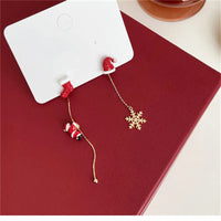 New Design Asymmetric Snowflake Christmas Boot Hat Drop Earrings for Women Moving Santa Claus Long Tassel Earring Party Jewelry