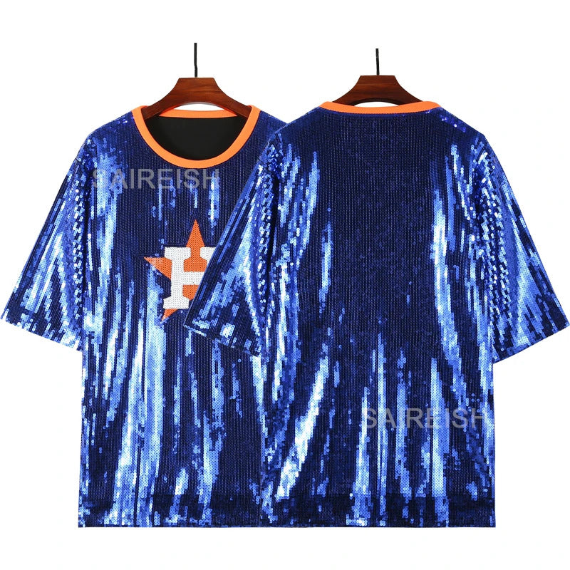 Geme day Women Blue Stars Sequin Shirts Dress