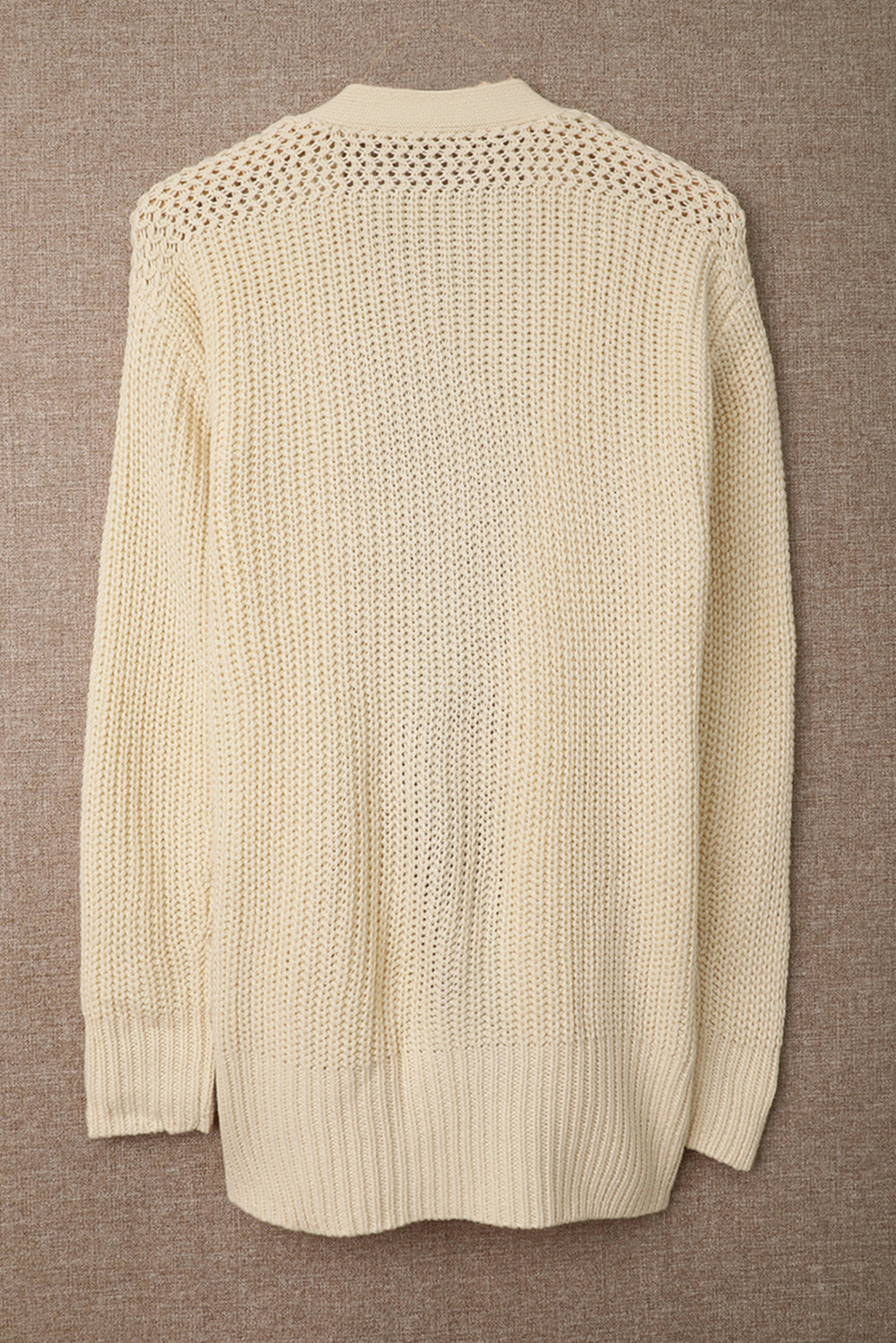 Beige Wrap V Neck Sweater with Side Tie