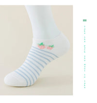 5 Pairs of WOMEN'S Summer Thin Socks, Sweet, Cute, Breathable, Mesh Comfortable, Strawberry Pattern, Small Floral Fragments