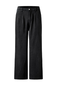 Black Tencel Wide Leg Soft Denim Pants