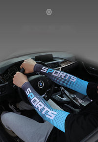 Sport Ice Arm Sleeves for Men Cycling UV Solar Cuff Breathable Summer Sun Protection Arm Cover Print Anti-Sunburn Long Sleeve