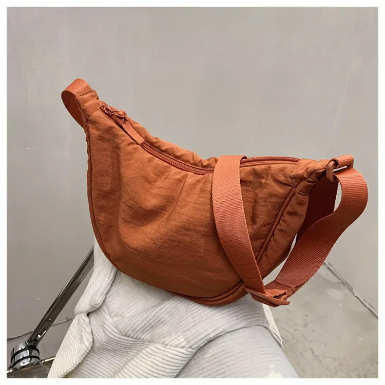 Casual Nylon Hobos Crossbody Bag for Women Shoulder Bag Woman Half Moon Chest Bags Tote Lady Travel Shopper Bag Female Purses