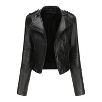 Leather coat  spring women leather jacket slim motorcycle clothing  Zipper fashion jackets and coats black high-quality clothing