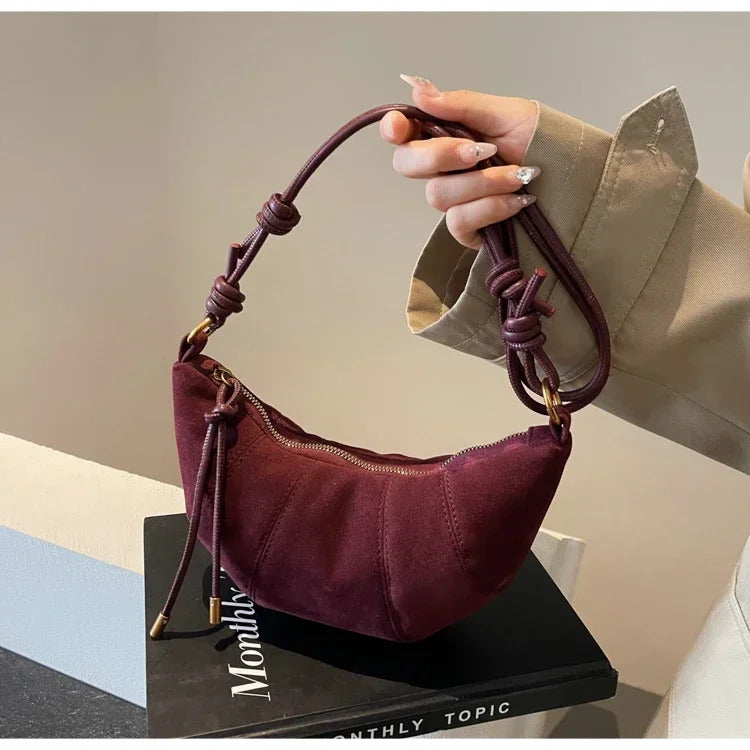 Velvet Material Zipper 2024 High Quality Shoulder Bag Solid Color Simple Fashionable Crossbody Bag Soft Western Style Handbag