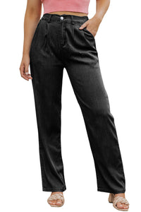 Black Tencel Wide Leg Soft Denim Pants