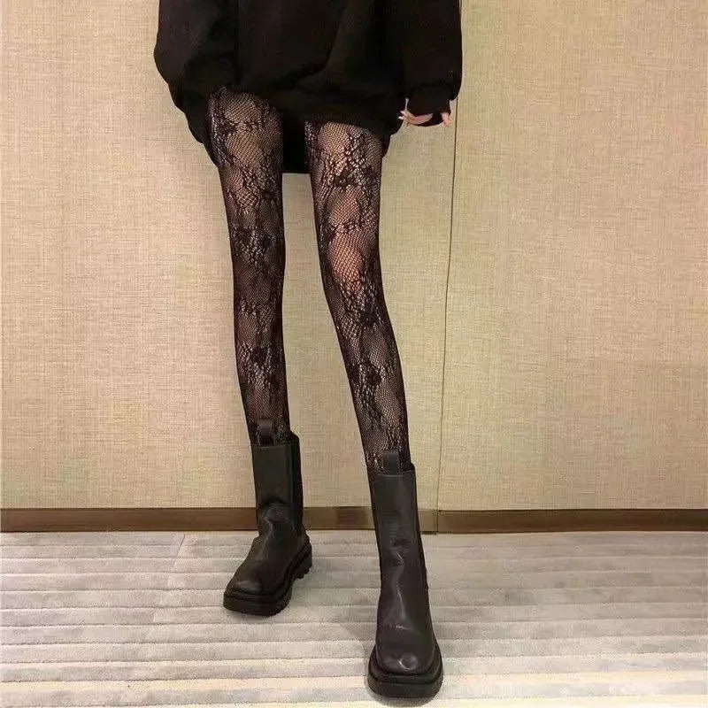 Women Rattan Sexy Stockings Club Party Anti-Snagging Flowers Tights Calcetines Fish Net Stocking Fishnet Mesh Lace Pantyhoses