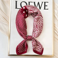 Luxury Polka Dot Silk Square Scarf Women Hijab Hair Bands Neckerchief Female Satin Shawl Ribbon Headband Fashion Wraps Bandana