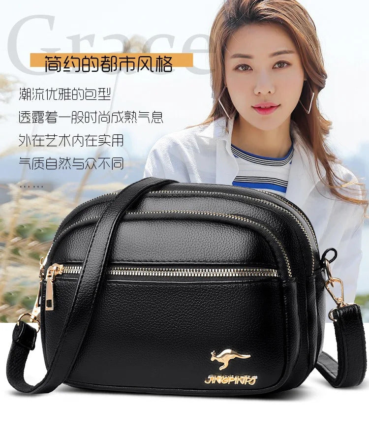 High Quality Soft Leather Purse Fashion Women Shoulder Messenger Bag Multi-pocket Wear-resistant Bag Luxury Ladies Handbag Sac