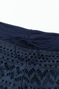 Blue Lace Shorts Attached Swim Bottom