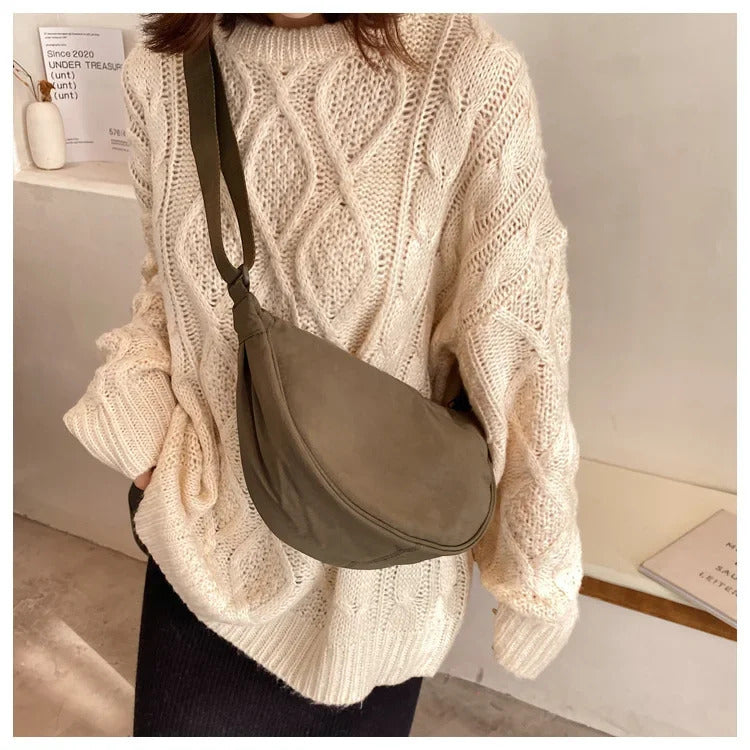 Casual Nylon Hobos Crossbody Bag for Women Shoulder Bag Woman Half Moon Chest Bags Tote Lady Travel Shopper Bag Female Purses