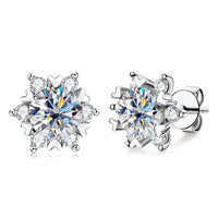 S925 silver moissanite snowflake earrings for women, fashionable and classic 6-claw design as a Valentine's Day gift for friends