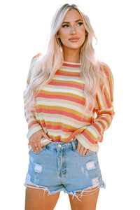 Orange Stripe Long Sleeve Knitted Sweater