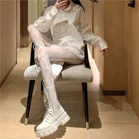 Women Rattan Sexy Stockings Club Party Anti-Snagging Flowers Tights Calcetines Fish Net Stocking Fishnet Mesh Lace Pantyhoses